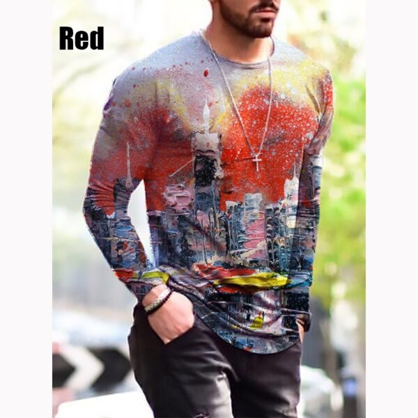 Printed Simple Men's Long Sleeve T-shirt - Image 5