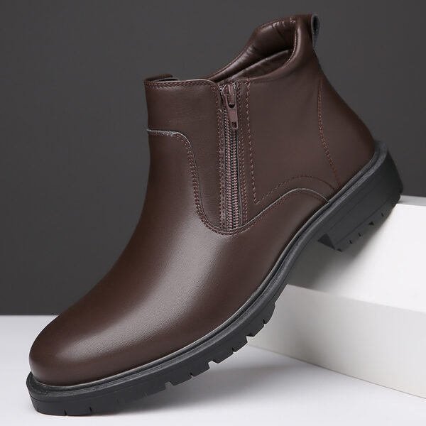 Men's Leather Shoes High-top Leather Casual - Image 2