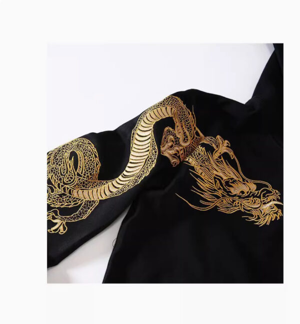 Autumn Winter High-end Hoodie Men's Pure Cotton Golden Dragon Embroidery Loose Hooded Trend Coat - Image 6