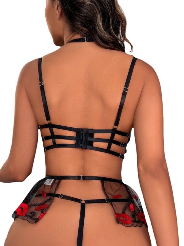 Sexy Women's Mesh Embroidered Sexy Lingerie Suit - Image 3