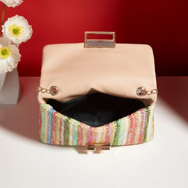 Fashion Crossbody Bag Straw Lock Closure Simple Small Square Bag - Image 3