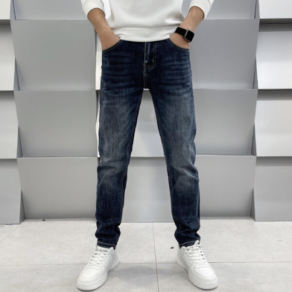 Men's Casual Slim Fit Straight Leg Elastic Jeans - Image 2