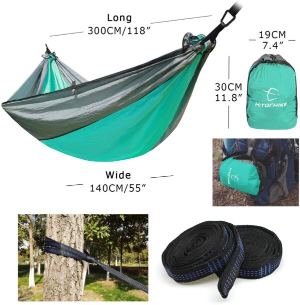 Backpacking Hammock - Portable Nylon Parachute Outdoor Double Hammock - Image 5