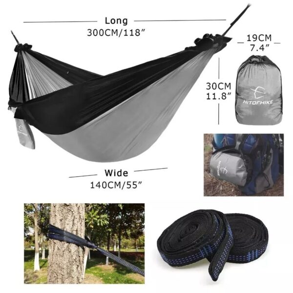 Backpacking Hammock - Portable Nylon Parachute Outdoor Double Hammock - Image 8