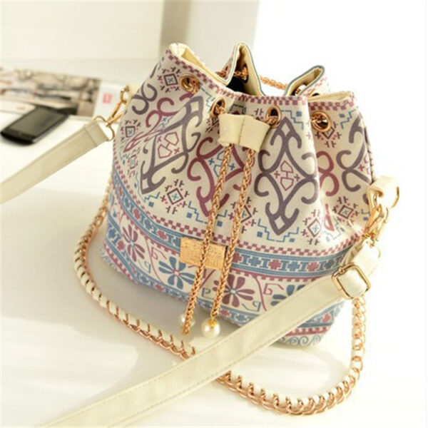 Korean Style Drawstring Handbag Handbag Shoulder Pearl Chain Bucket Bag - Image 4