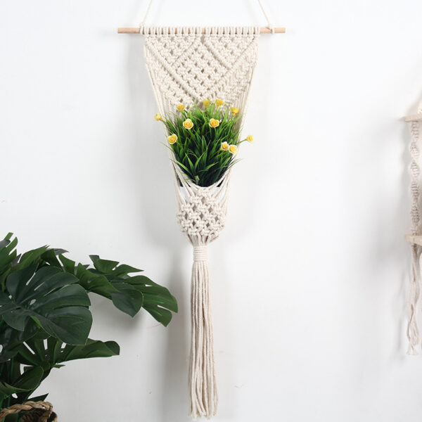 Woven Net Bag Flower Basket Wall Decoration - Image 3