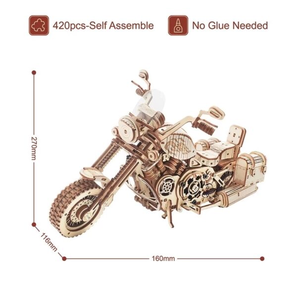 Robotime Rokr Cruiser Motorcycle DIY Wooden Model 420 Pcs Building Block Kits Funny Toys Gifts For Children Adults Dropshipping - Image 8