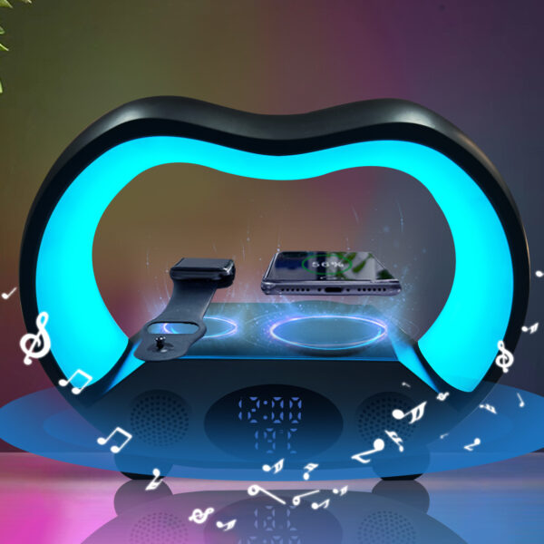 New 6 In 1 Smart Remote Control Bluetooth-compatible Ambience Intelligent LED Table Lamp Multi-function Wireless Charger Night Light Bluetooth-compatible Speaker - Image 2