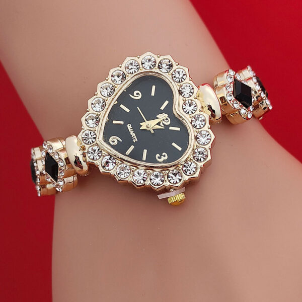 Fashion Diamond-embedded Love Heart-shaped Bracelet Watch Suit - Image 5