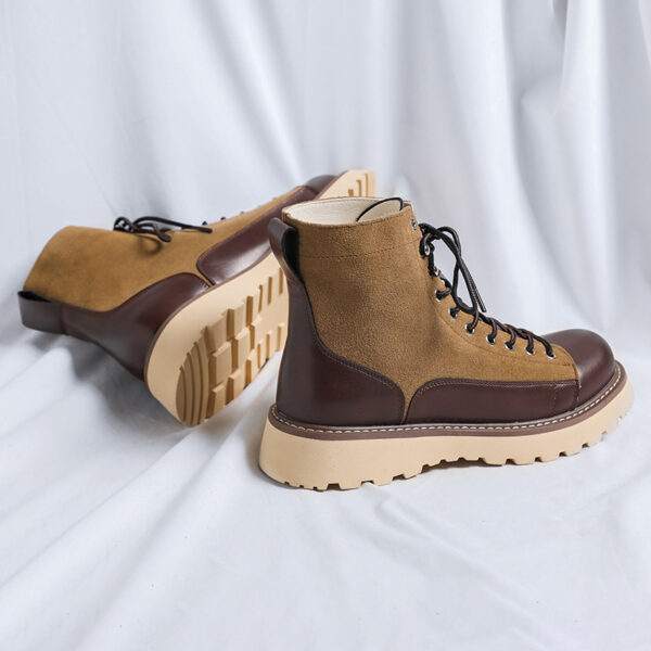 Patchwork Retro All-matching Work Clothes Boots - Image 3