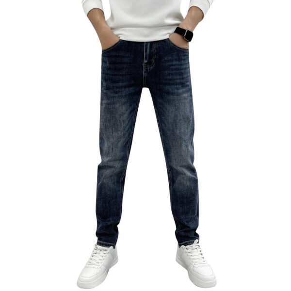 Men's Casual Slim Fit Straight Leg Elastic Jeans - Image 4