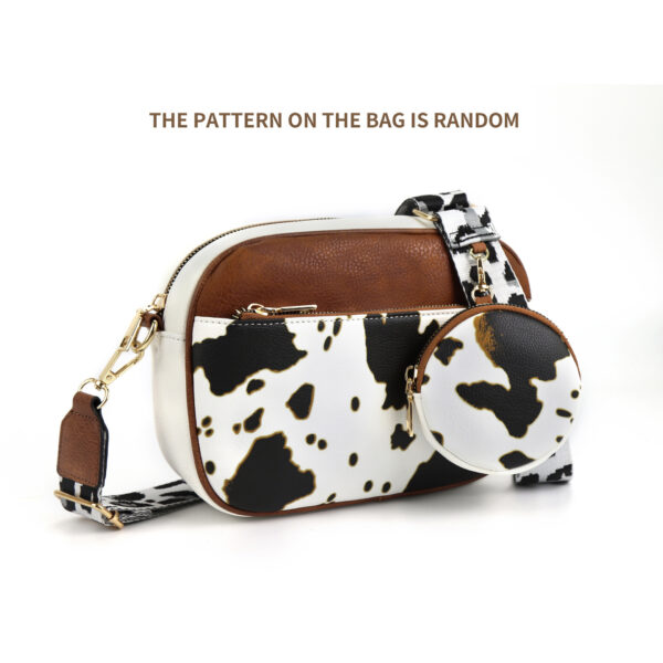 Cow Color Matching Multifunctional Zipper Crossbody Bag - Image 8