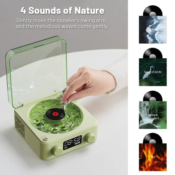 Retro Turntable Speaker Wireless Bluetooth-compatible 5.0 Vinyl Record Player Stereo Sound With White Noise RGB Projection Lamp Effect - Image 9