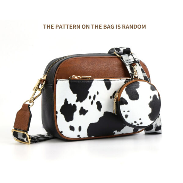 Cow Color Matching Multifunctional Zipper Crossbody Bag - Image 10