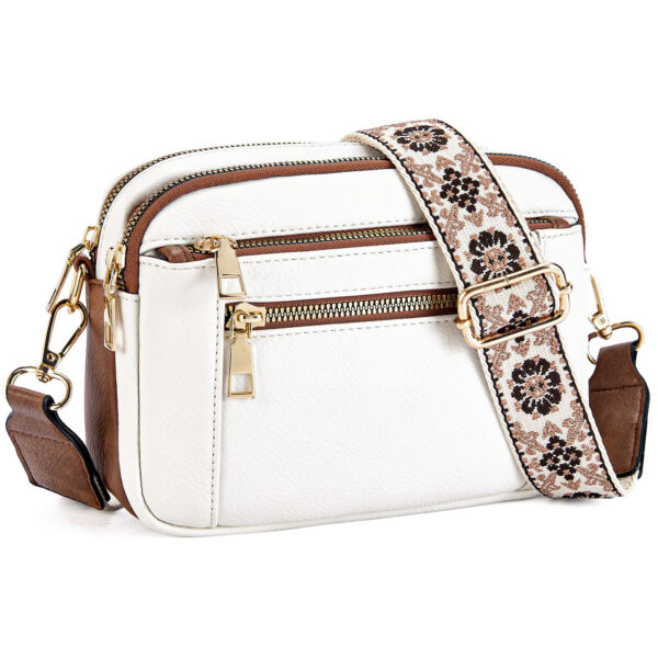 Cow Color Matching Multifunctional Zipper Crossbody Bag - Image 5