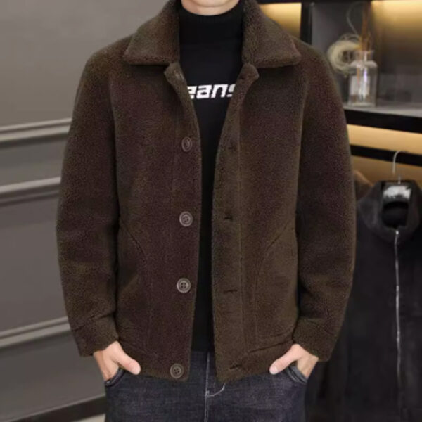 Double-sided Fleece Men's Lambswool Wool Coat Jacket - Image 5