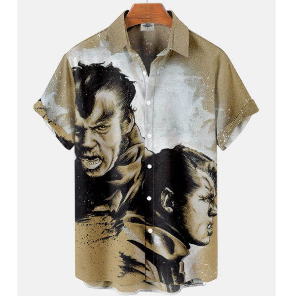 Men's Short-sleeved Shirt Four-sided Stretch 3D Digital - Image 9