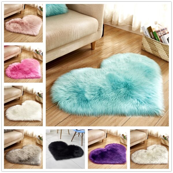 Plush Heart Shaped Carpet Non-Slip Mat Fluffy