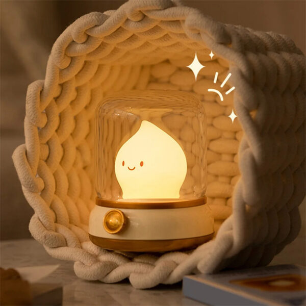 Retro Small Night Lamp Bedroom Mini Desktop LED Cute Night Lamp Creative USB Rechargeable Portable Cartoon Table Lamp For Coffee Bar Hotel Bedroom Home Decor - Image 7