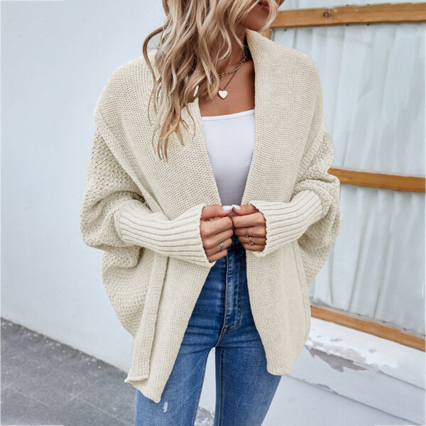 New Loose Knitted Sweater Solid Color Bat Sleeve Large Lapel Cardigan Autumn And Winter Fashion Jacket For Women Clothing - Image 9