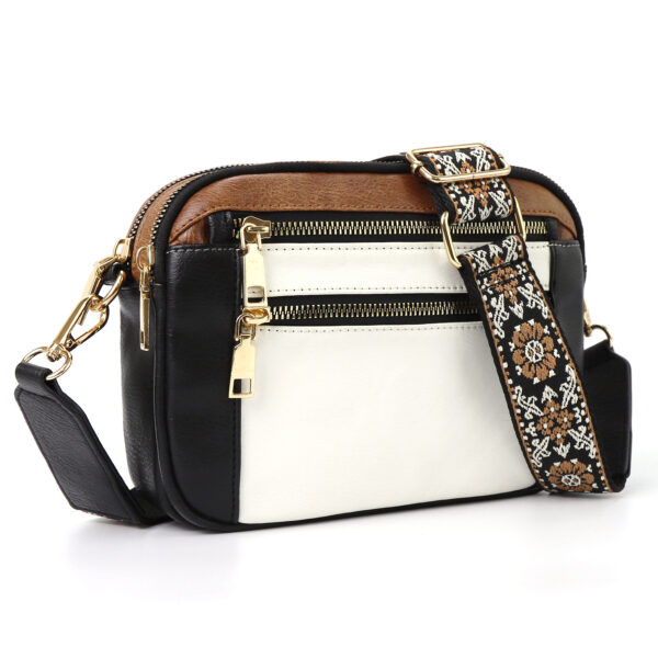 Cow Color Matching Multifunctional Zipper Crossbody Bag - Image 7