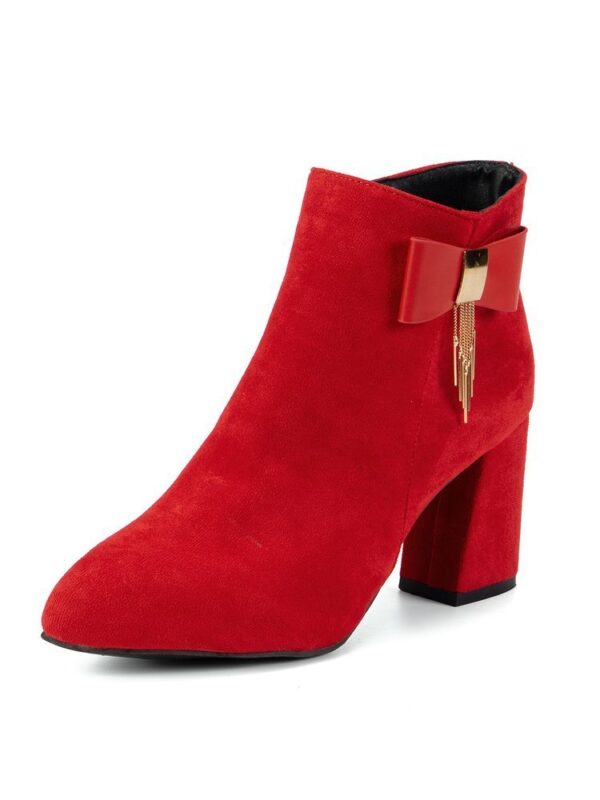 New Festive Chunky Heel Side Zipper Boots - Image 5