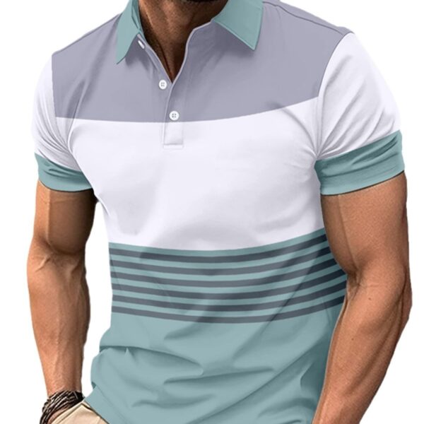 Casual Striped Men's Short Sleeve Lapel - Image 6