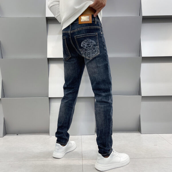 Men's Casual Slim Fit Straight Leg Elastic Jeans - Image 3