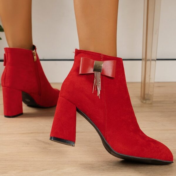 New Festive Chunky Heel Side Zipper Boots - Image 2