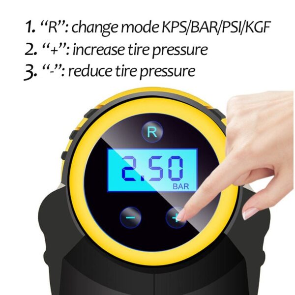 Automatic Portable Handheld Digital LED Smart Car Air Compressor Pump - Image 2