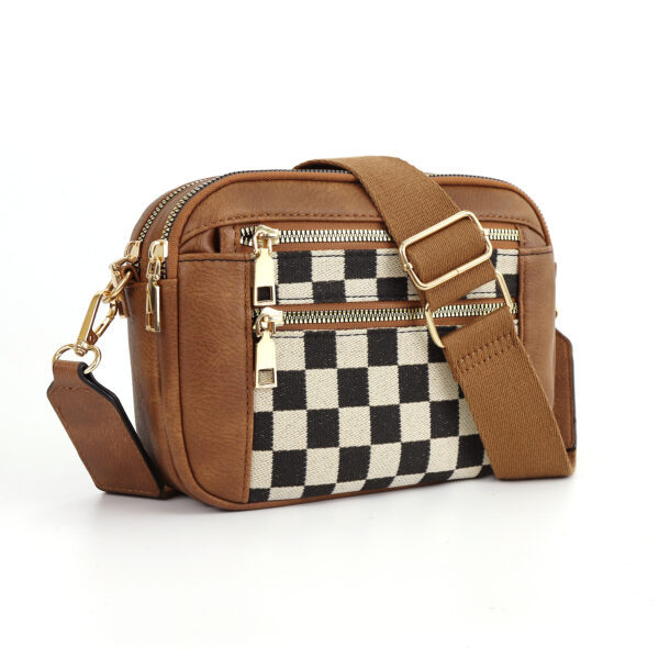 Cow Color Matching Multifunctional Zipper Crossbody Bag - Image 9