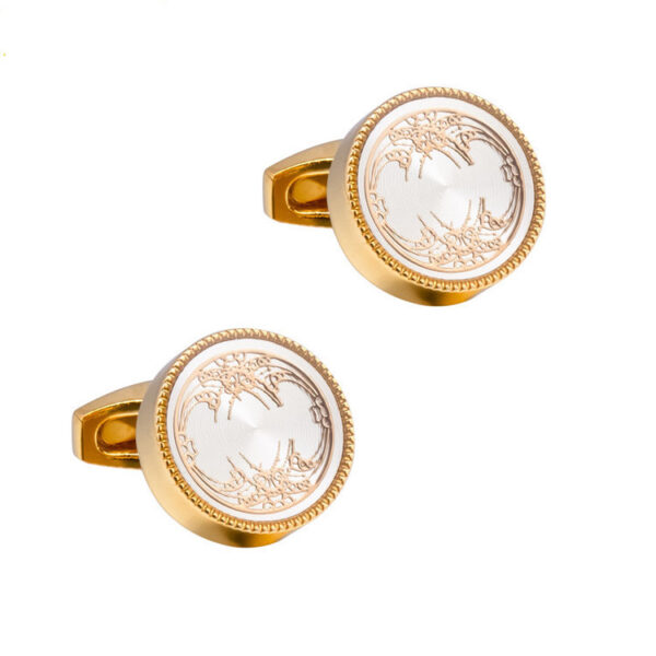 Round CD Accessories Enamel Cufflinks For Men - Image 3