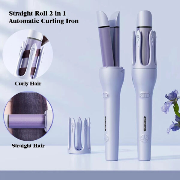 New 2 In 1 Automatic Hair Curler Straightener Negative Ion Electric Ceramic Fast Heating Rotating Magic Curler - Image 4