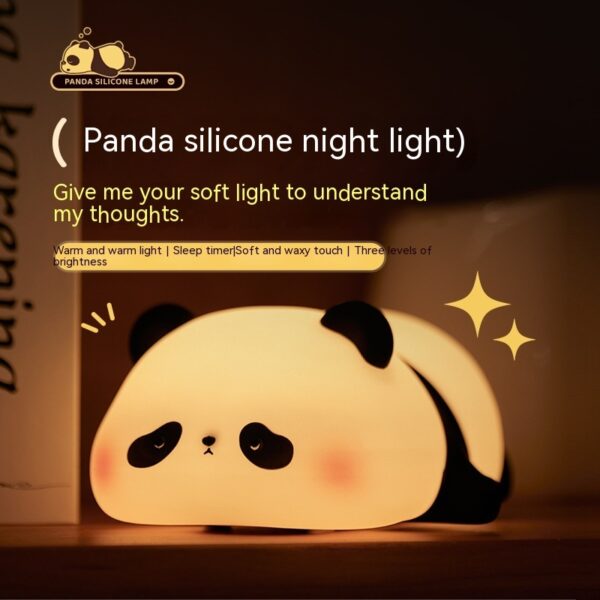 Panda Night Lights For Kids Cute Animal Silicone Timing Rechargeable Lamp Cartoon Panda Bedroom Decoration Kids Boys Girls Gift - Image 3