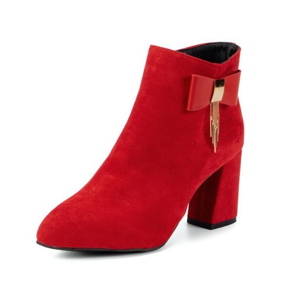 New Festive Chunky Heel Side Zipper Boots - Image 4