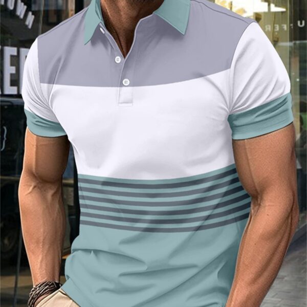 Casual Striped Men's Short Sleeve Lapel