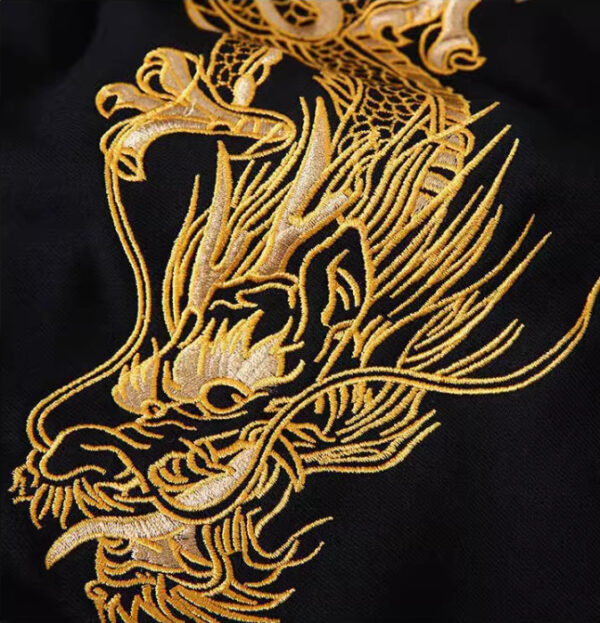 Autumn Winter High-end Hoodie Men's Pure Cotton Golden Dragon Embroidery Loose Hooded Trend Coat - Image 4