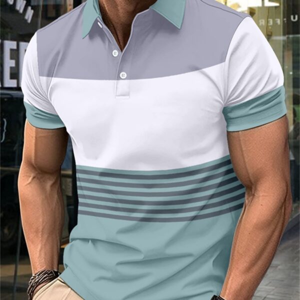 Casual Striped Men's Short Sleeve Lapel - Image 7