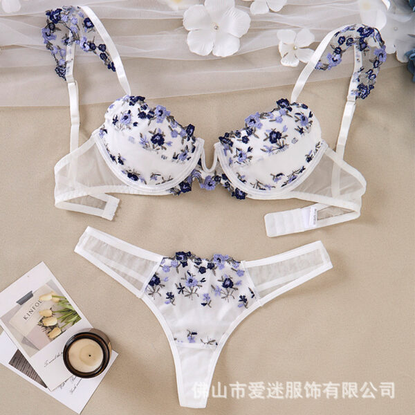 Lace Embroidery See-through Flower Lingerie Suit - Image 2