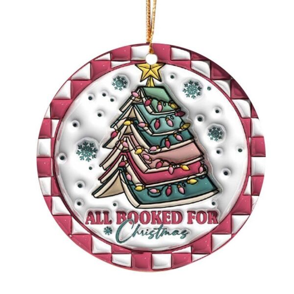 Wooden Hanging Creative Round Christmas Tree Pendant - Image 4