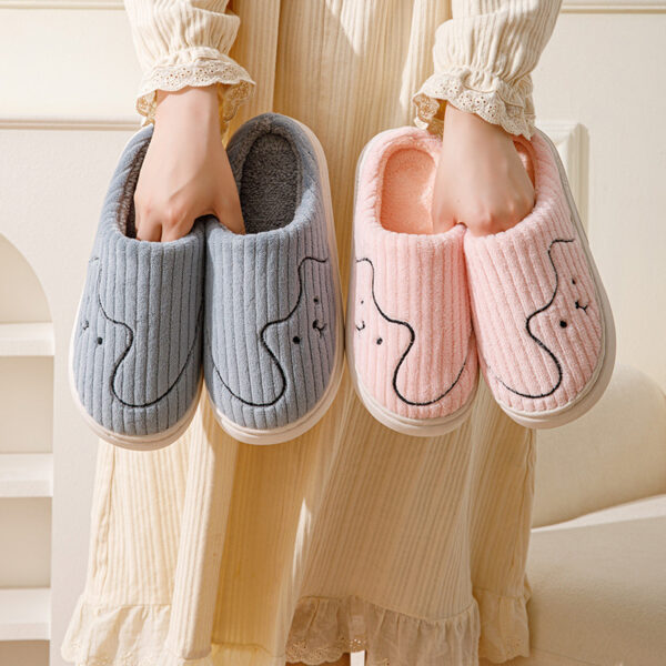 Striped Cat Slippers Indoor Couple Non-slip Floor Bedroom Slipper Winter Warm Plush House Shoes Women Men - Image 3