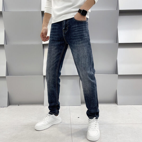 Men's Casual Slim Fit Straight Leg Elastic Jeans - Image 5