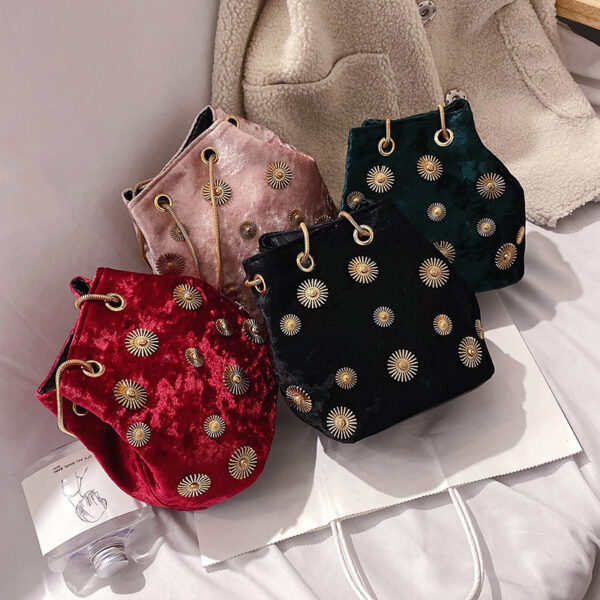 Women's Fashion Velvet Bucket Bag - Image 4