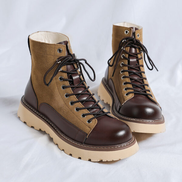 Patchwork Retro All-matching Work Clothes Boots - Image 5