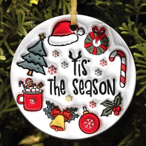 Wooden Hanging Creative Round Christmas Tree Pendant - Image 2