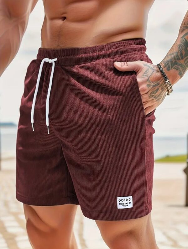 Lace-up Drawstring Shorts Summer Corduroy Sports Short Pants Mens Clothing - Image 4