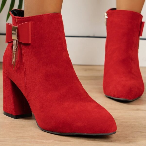 New Festive Chunky Heel Side Zipper Boots - Image 3