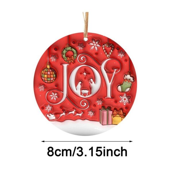 Wooden Hanging Creative Round Christmas Tree Pendant - Image 3