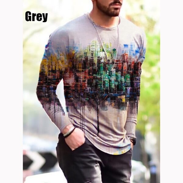 Printed Simple Men's Long Sleeve T-shirt - Image 6