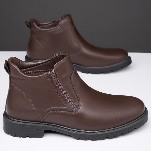 Men's Leather Shoes High-top Leather Casual - Image 3